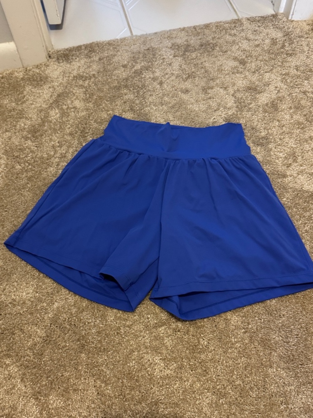 Women's High-Waist Royal Blue Stretch Shorts